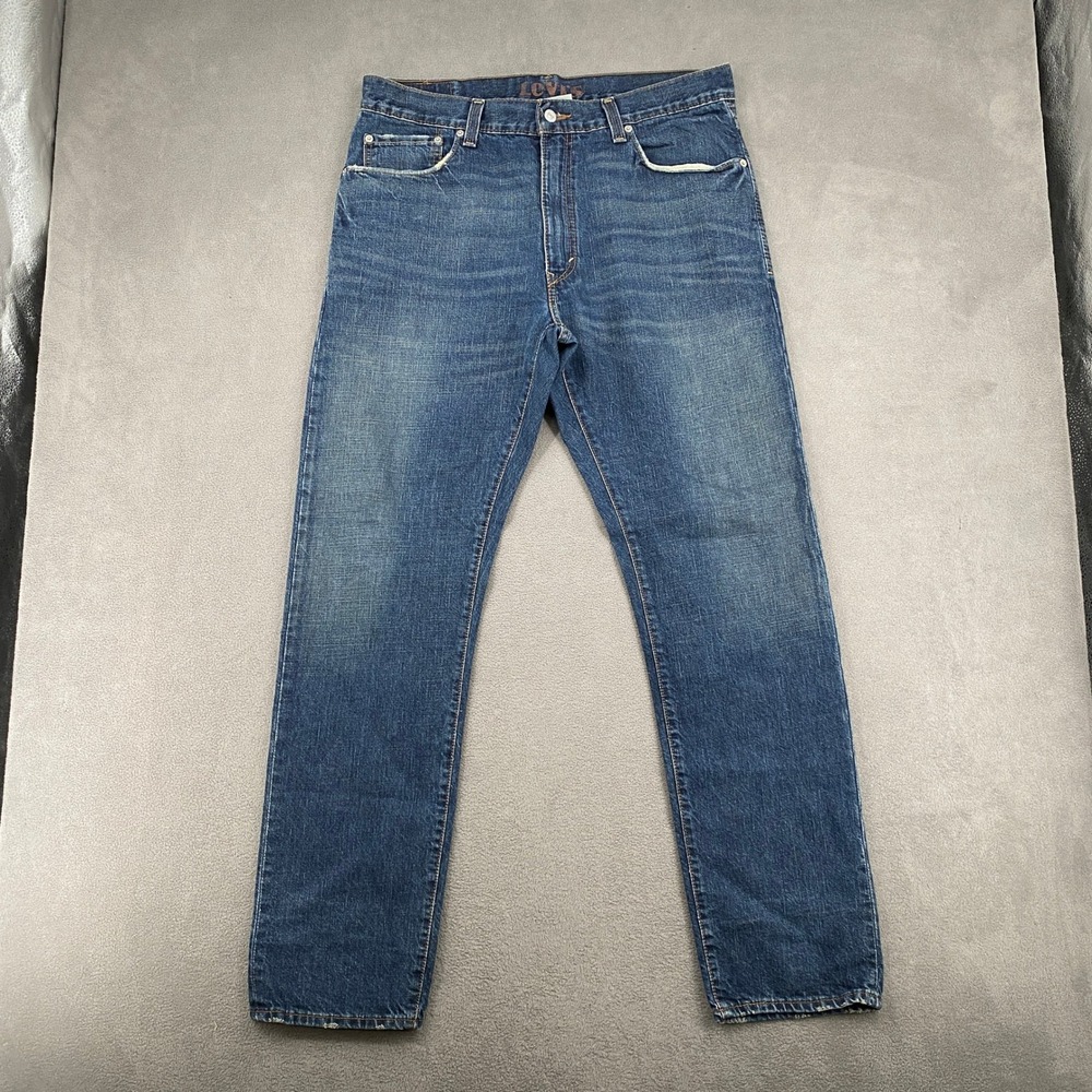 Levis 520 Slouch Skinny Mens Jeans 34x32 Blue Denim Tapered Leg 100% Cotton 8779